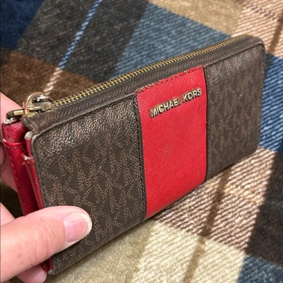 Michael Kors Red and Brown Wallet - Picture 3 of 10